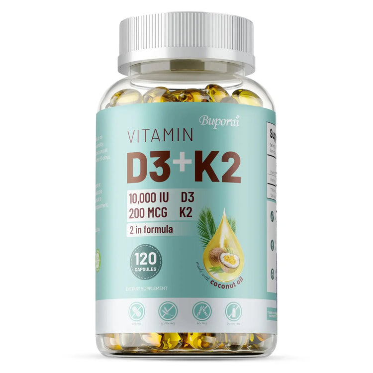 VITAMIN D3&K2 - Natural Ingredient Calcium, Bone, Teeth, Joint & Skin, Immune Support Supplement - 120 Capsules Roksy