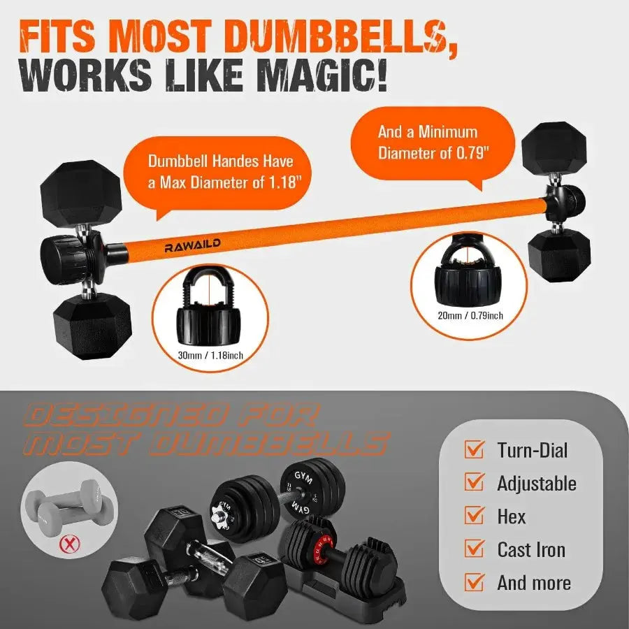 Dumbbell to Barbell Converter Weightlifting Bar THRIXINE