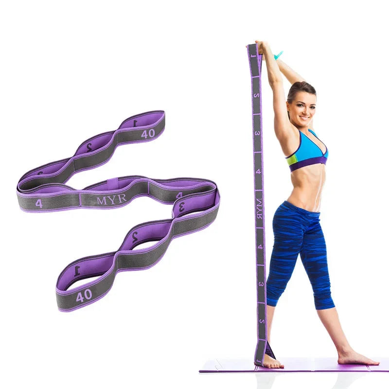 Elastic Yoga Stretching Strap with Loops for Pilates & Dance 24 Hour Sport