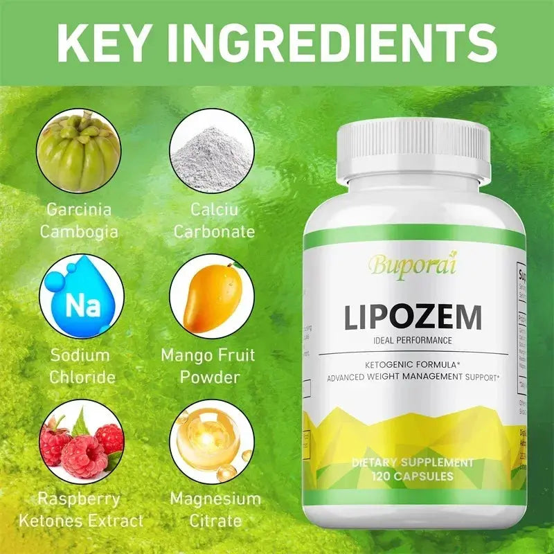 Natural Lipozem - Appetite Suppressant, Fat Burner,Relieves Bloating and Constipation, Improves Metabolism - 120 Capsules Roksy
