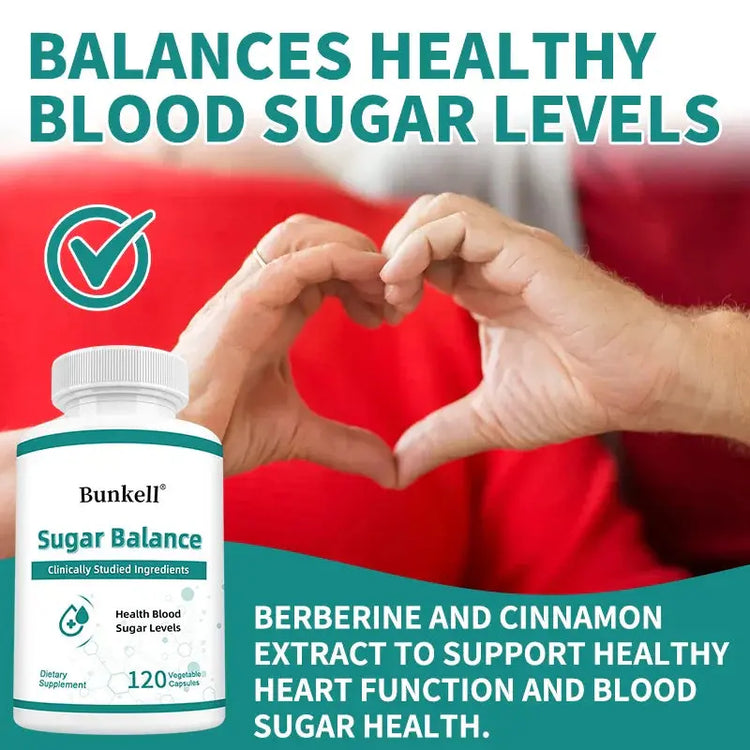 Sugar Balance Supplement - Supports Cardiovascular and Heart Health, Non-GMO, Gluten-Free, with Vitamin C, Berberine HCl Roksy