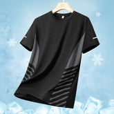 Running T-shirt Men Summer Ice Silk Thin Top Reflective Printing Quick Dry Short Sleeve Breathable Fitness Sports T-shirt 5XL Pi-Mart
