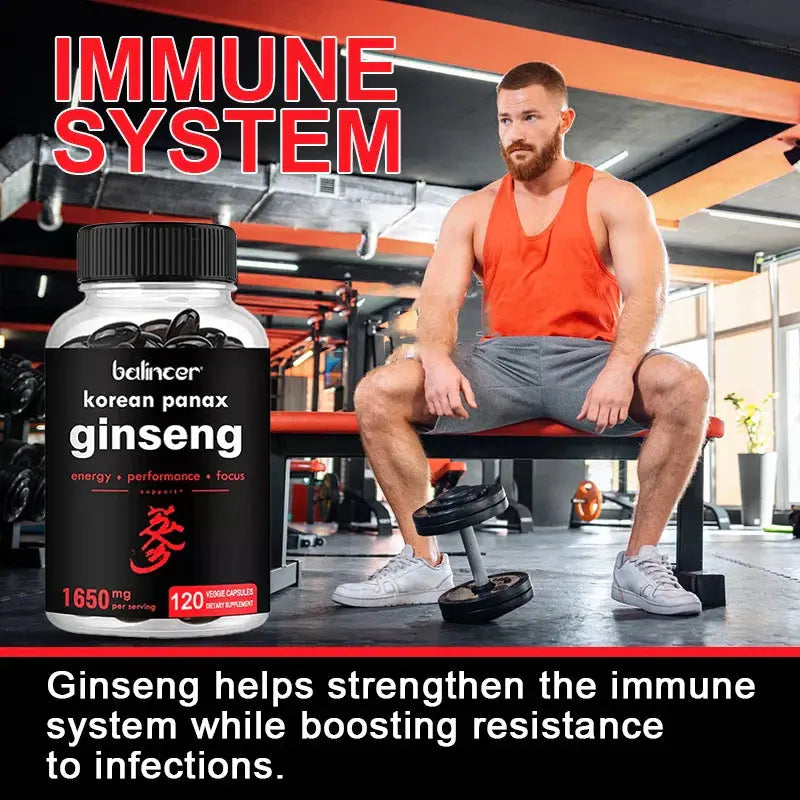 Korean Red Ginseng, Ginsenoside Extract, Energy Supplement, Supports Energy, Focus, Stamina, 120 Capsules Roksy