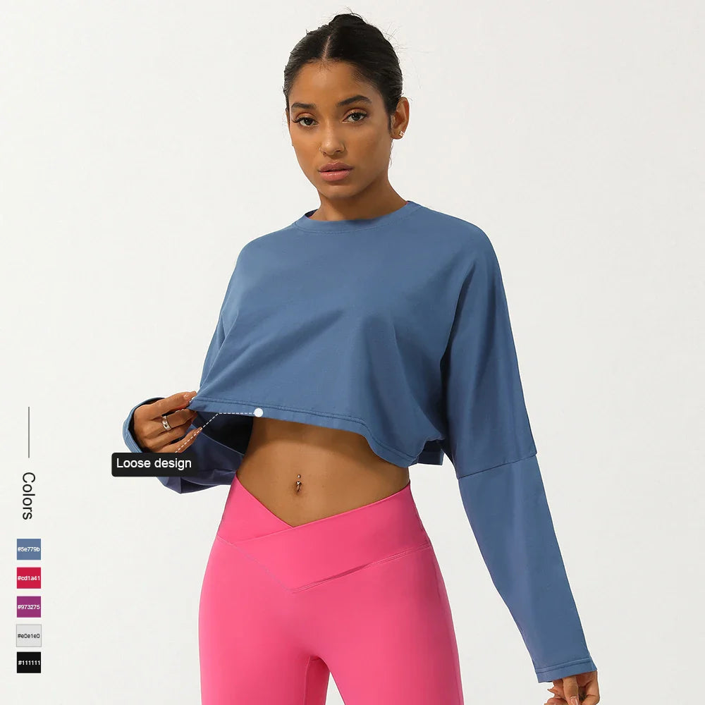 Women's Long Sleeve Fitness Crop Top THRIXINE