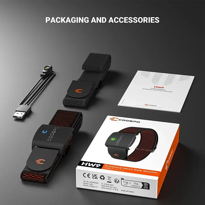 COOSPO HW9 Armband Heart Rate Monitor with HR Zones/Calories HRM Sensor for Fitness Cycling BLE5.0 ANT+ for Peloton,Zwift,Wahoo Pi-Mart