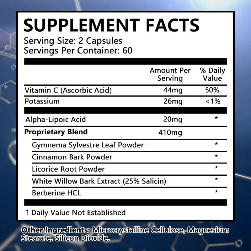 Sugar Balance Supplement - Supports Cardiovascular and Heart Health, Non-GMO, Gluten-Free, with Vitamin C, Berberine HCl Roksy