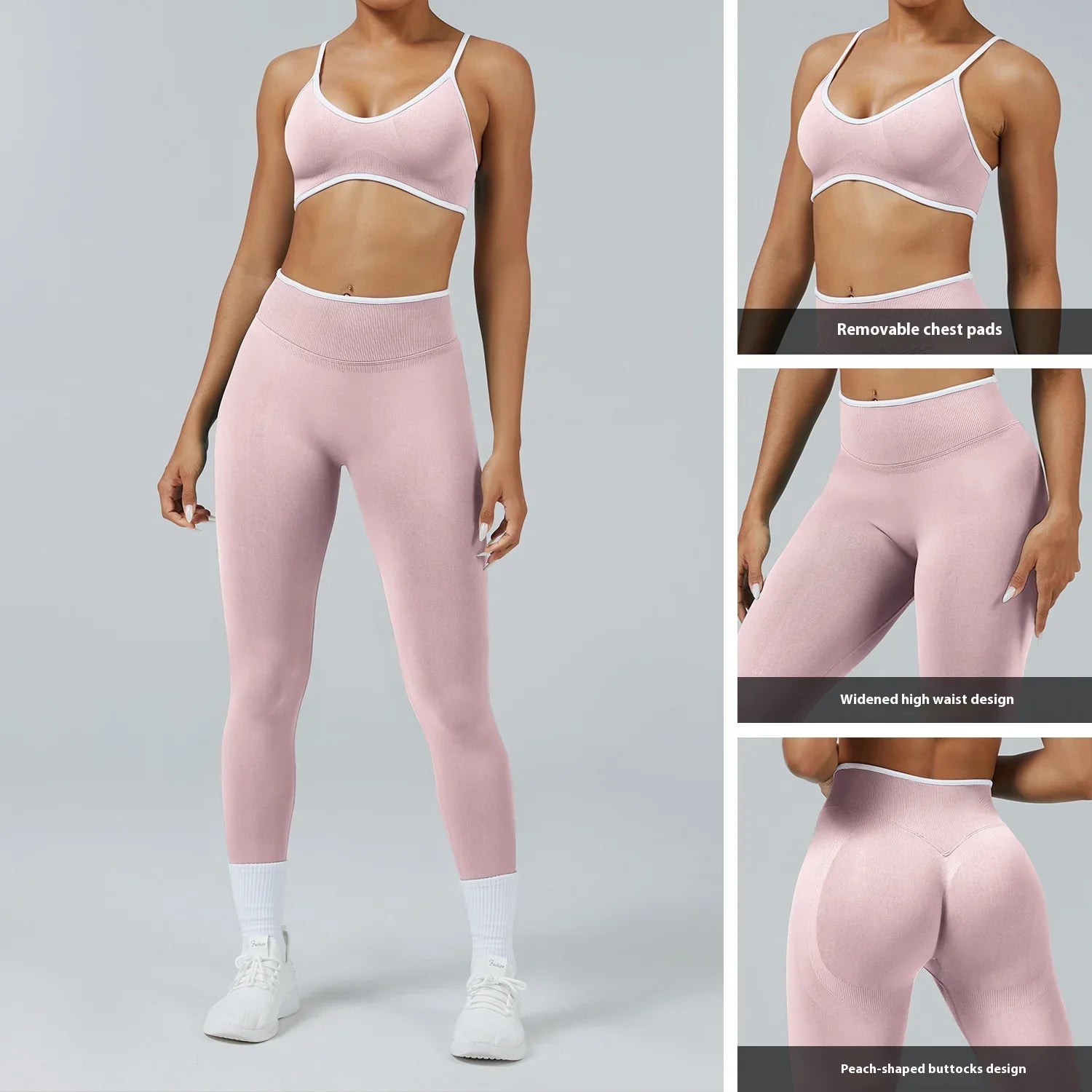 Sculpting Color Block Yoga Set with Tummy Control Shorts Pi-Mart