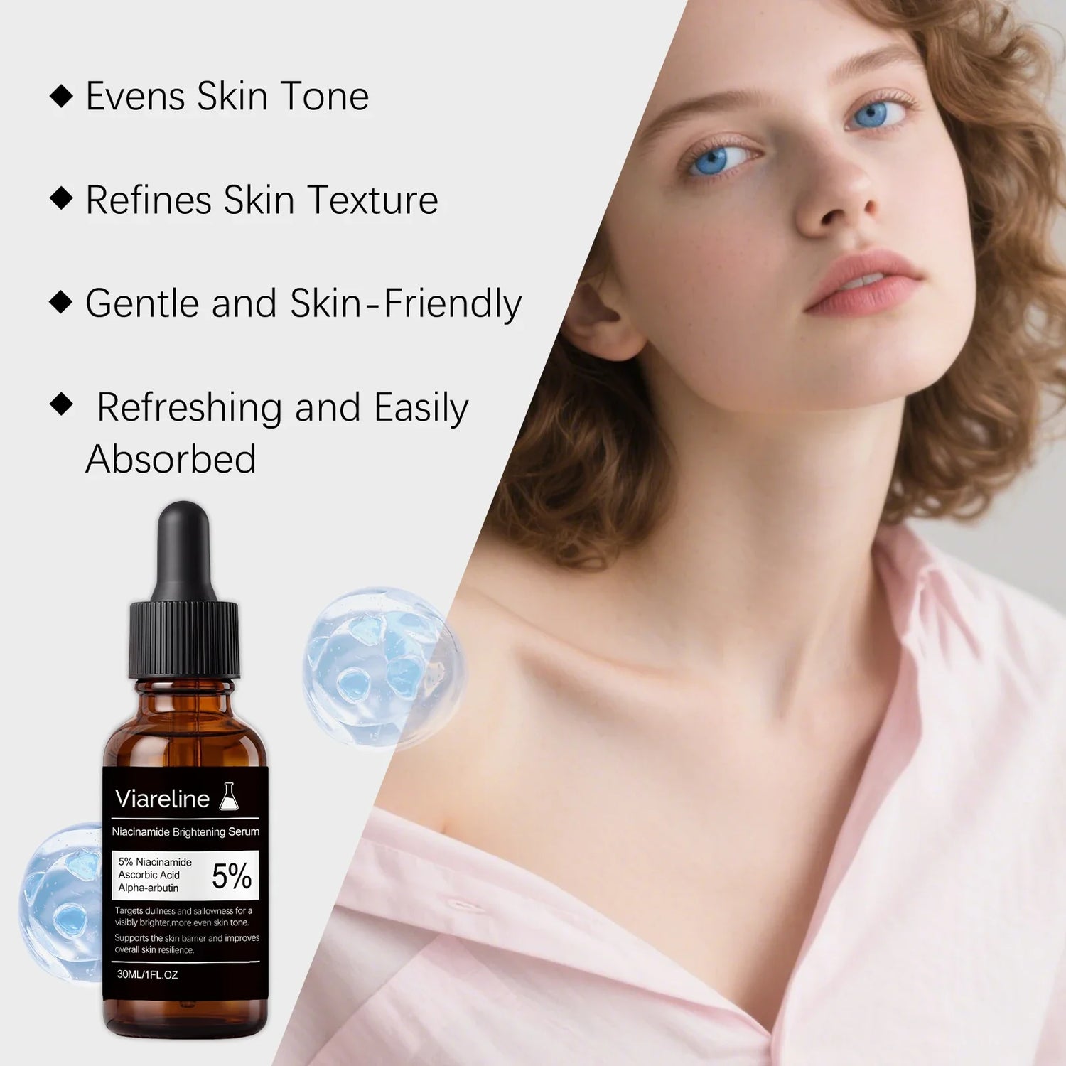 5% Niacinamide Brighten Serum Fade Dark Spots Even Skin Tone Improve Dullness Shrink Pores Moisturizing Hydration Sensitive Skin Pi-Mart