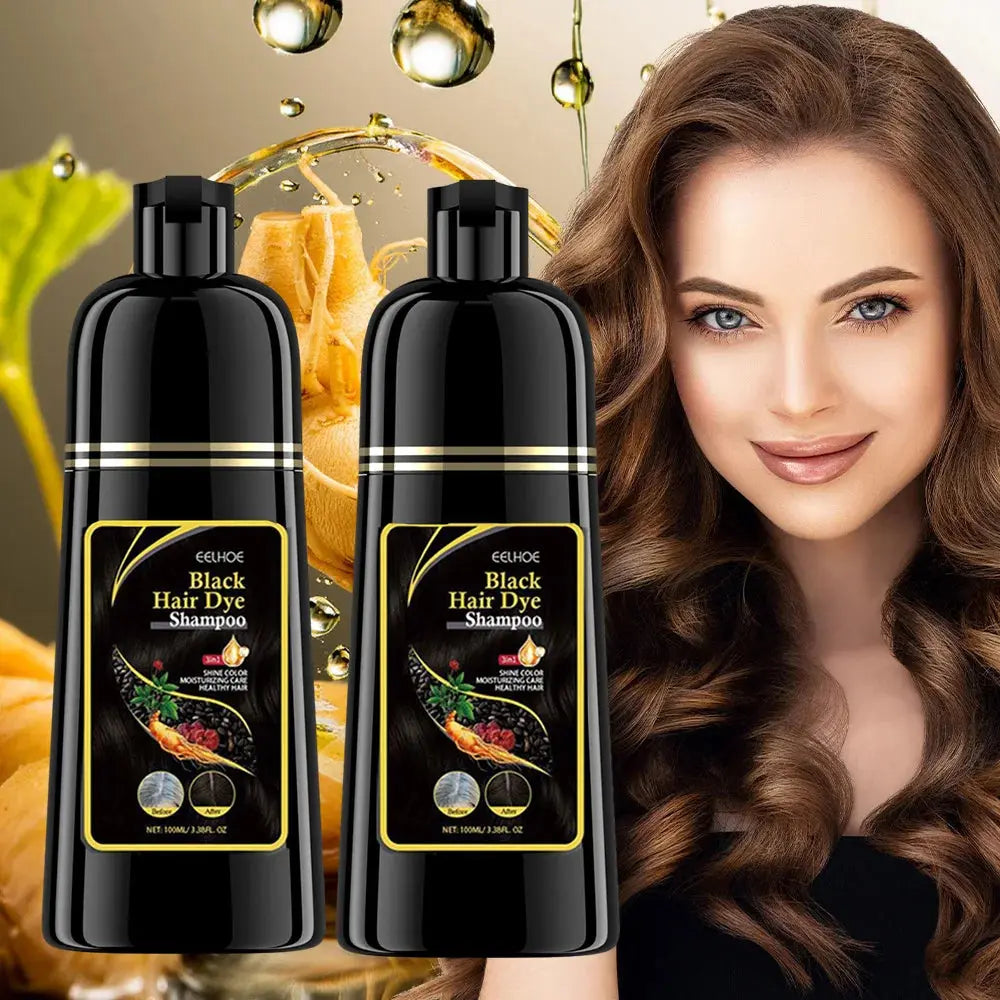 3 In 1 Hair Dye Black Shampoo Gray Hair to Dark Brown Black Repair Dry Hair Deep Nourishing Cleaning Restoration Hair Care Roksy