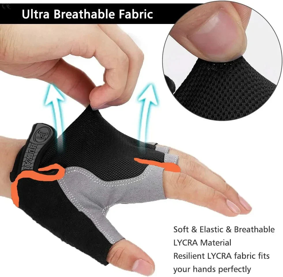 1 Pair Anti-Slip Cycling Gloves Breathable Half Fingerless Gloves Mtb Gloves Sunscreen Elastic Outdoor Sport Bicycle Gloves Pi-Mart