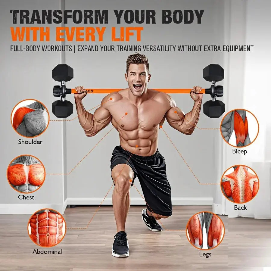 Dumbbell to Barbell Converter Weightlifting Bar THRIXINE