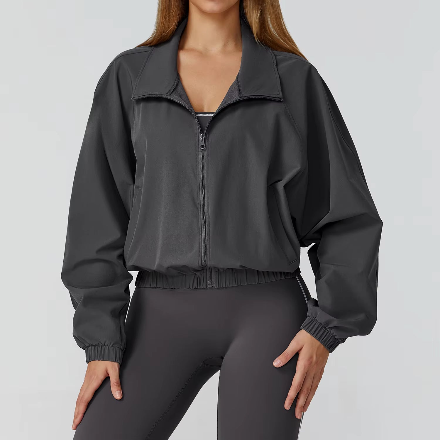 Gym & Fitness Jacket: Long Sleeve Yoga Top with Pockets 24 Hour Sport