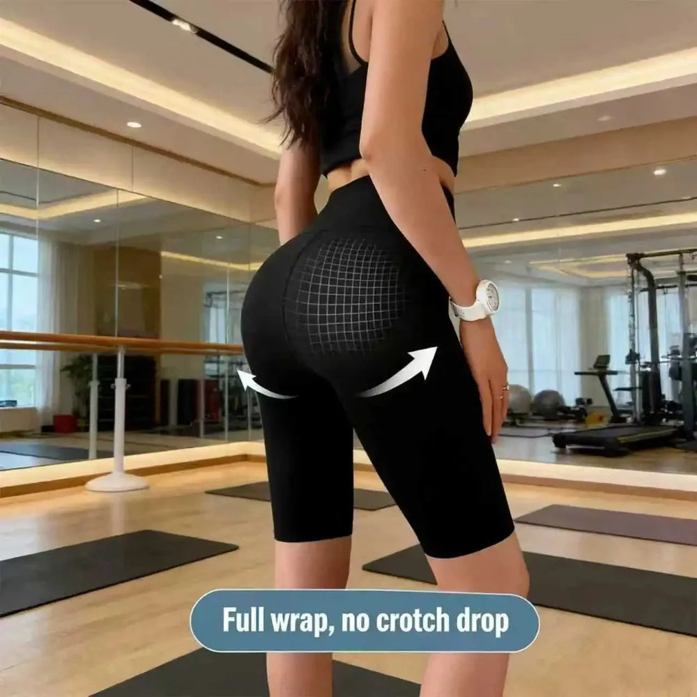 High Waist Seamless Fitness Shorts with Utility Pocket Pi-Mart