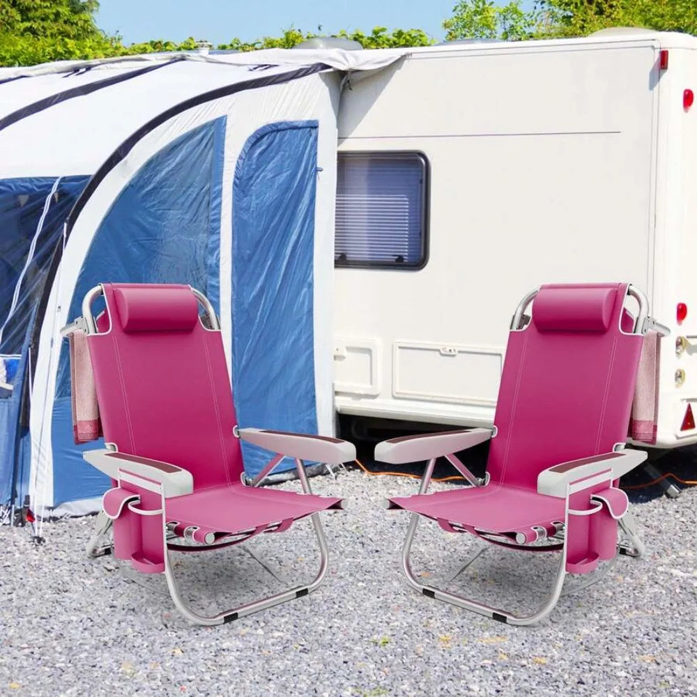 Lightweight Folding Beach & Camping Chair with Storage & Strap 24 Hour Sport