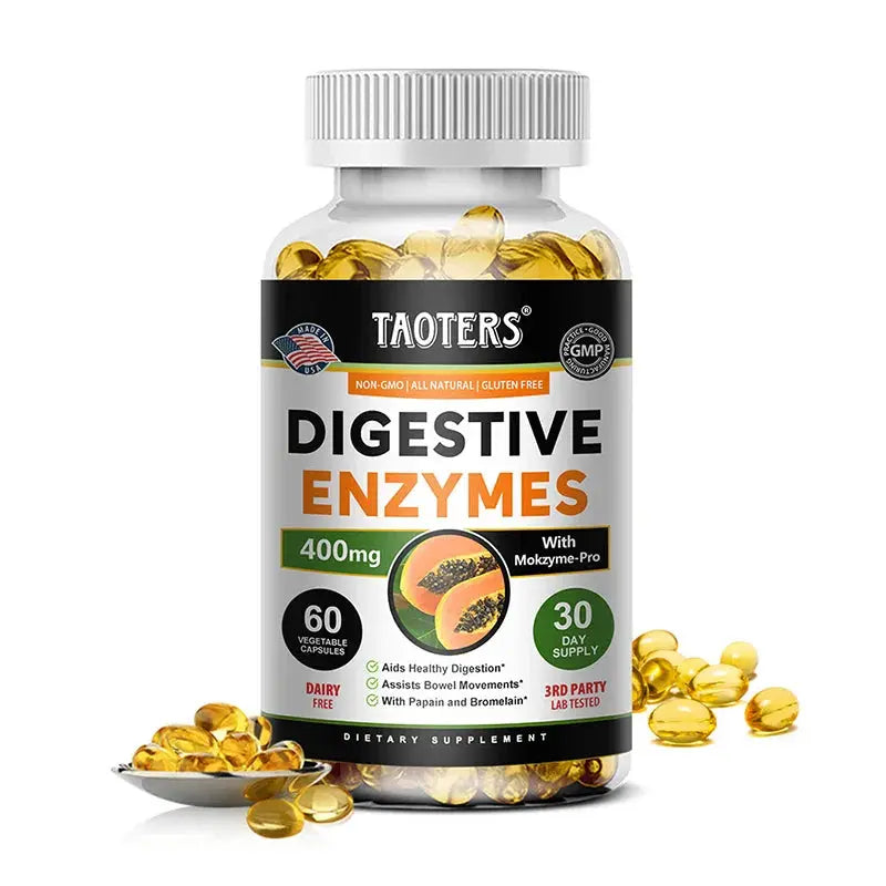 Digestive Enzymes Capsules - Aids in Bowel Movements, Metabolism, Nutrient Digestion and Intestinal Health Roksy