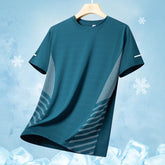 Running T-shirt Men Summer Ice Silk Thin Top Reflective Printing Quick Dry Short Sleeve Breathable Fitness Sports T-shirt 5XL Pi-Mart