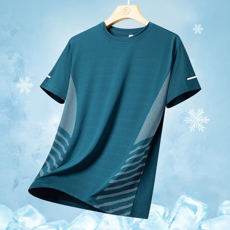 Running T-shirt Men Summer Ice Silk Thin Top Reflective Printing Quick Dry Short Sleeve Breathable Fitness Sports T-shirt 5XL Pi-Mart