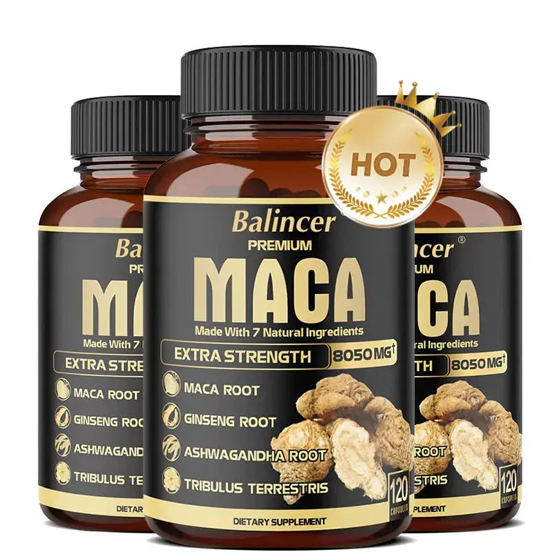 Maca Root Capsules - Natural Energy Supplement, Supports Athletic Performance and Motivation, Builds Muscle and Strengthens Roksy