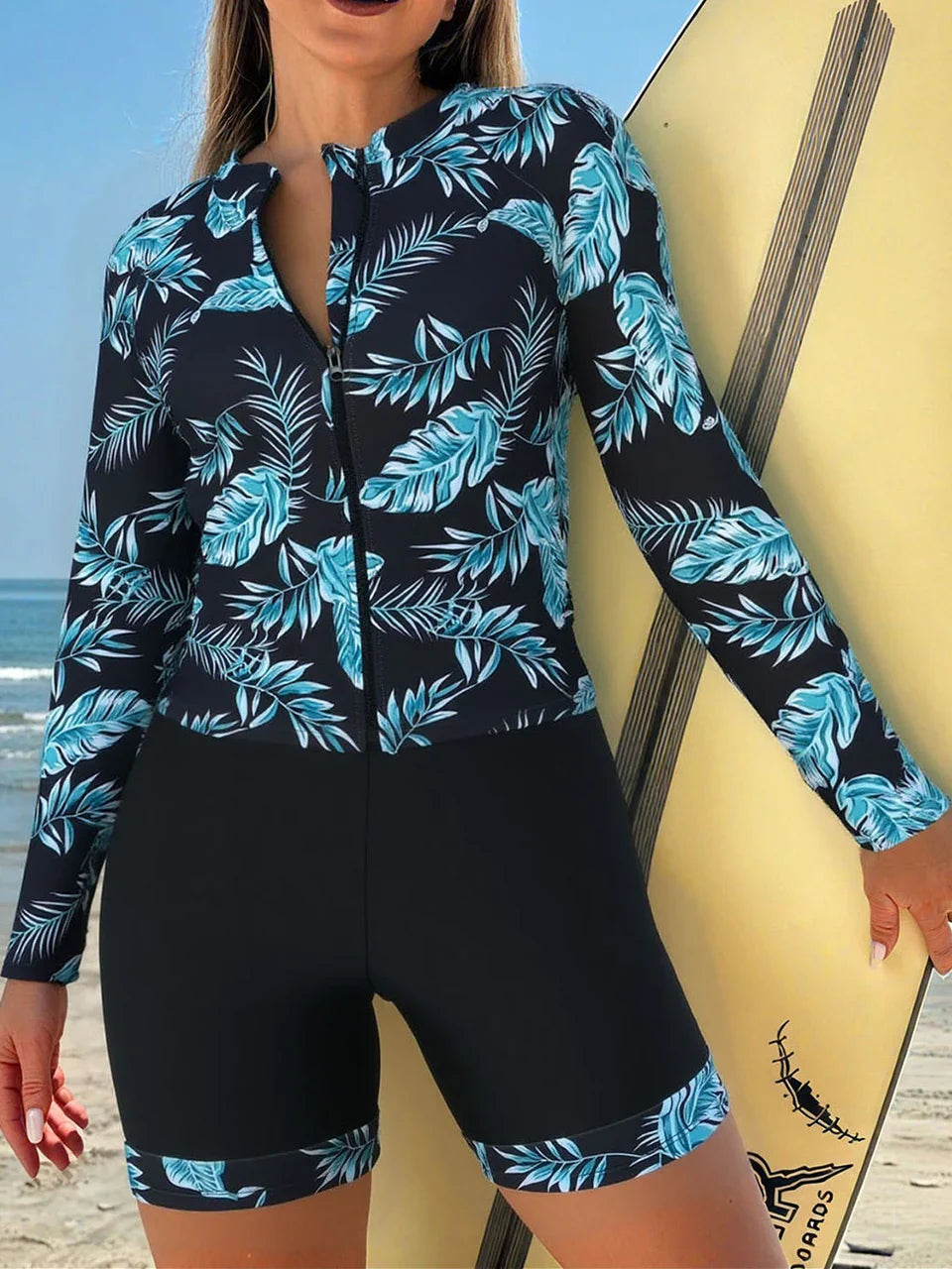 Long Sleeve Zipper Surfing Swimsuit Set THRIXINE