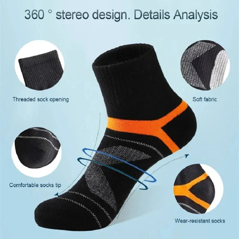 3 Pairs Men's Socks Hiking Black Sports Basketball Socks Casual Soft Running Summer Absorb Sweat Breathable Male Sokken Gifts Pi-Mart