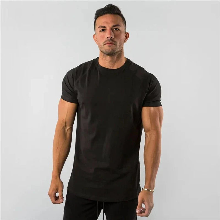 T Shirt Men Casual Short Sleeve Muscle Joggers Bodybuilding Tshirt Male Gym Fitness Tops Tee Streetwear Slim Fit Summer T-shirt MANDOTOS