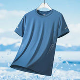 Running T-shirt Men Summer Ice Silk Thin Top Reflective Printing Quick Dry Short Sleeve Breathable Fitness Sports T-shirt 5XL Pi-Mart