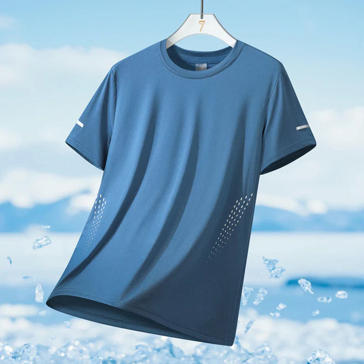 Running T-shirt Men Summer Ice Silk Thin Top Reflective Printing Quick Dry Short Sleeve Breathable Fitness Sports T-shirt 5XL Pi-Mart