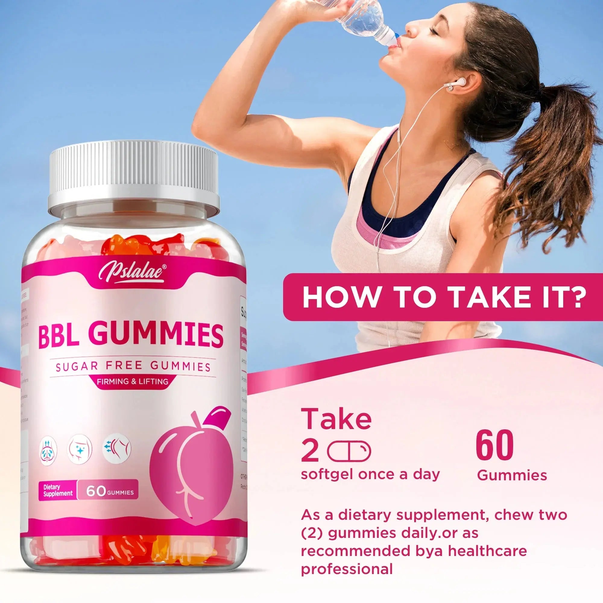 BBL Gummies - Big Butt, Manage Body Shape, Improve Appearance, Increase Confidence, Sculpt Your Butt and Hips - 60 Capsules Roksy