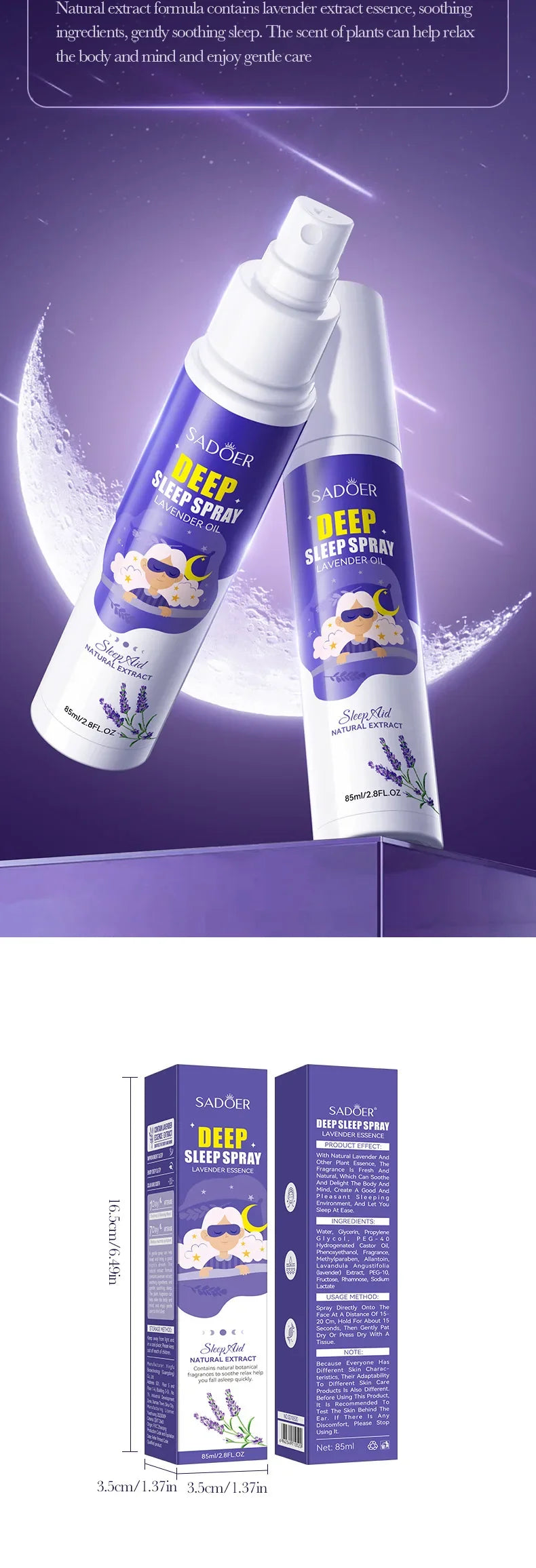 Lavender Sleep Spray 85ml Aromatherapy Sleep Lavender Pillow Mist Pillow  for Room Deep Sleep Spray Pi-Mart