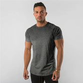 T Shirt Men Casual Short Sleeve Muscle Joggers Bodybuilding Tshirt Male Gym Fitness Tops Tee Streetwear Slim Fit Summer T-shirt MANDOTOS