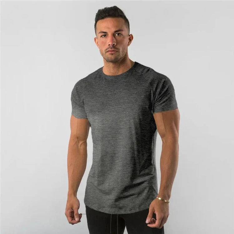 T Shirt Men Casual Short Sleeve Muscle Joggers Bodybuilding Tshirt Male Gym Fitness Tops Tee Streetwear Slim Fit Summer T-shirt MANDOTOS