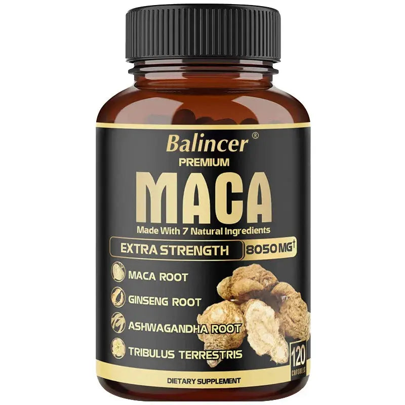 Maca Root Capsules - Natural Energy Supplement, Supports Athletic Performance and Motivation, Builds Muscle and Strengthens Roksy