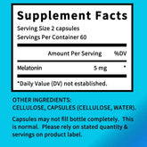 Melatonin Supplement Capsules 5 Mg - Natural Sleep Support, Relaxation and Calmness, Promotes Sleep Quality Roksy