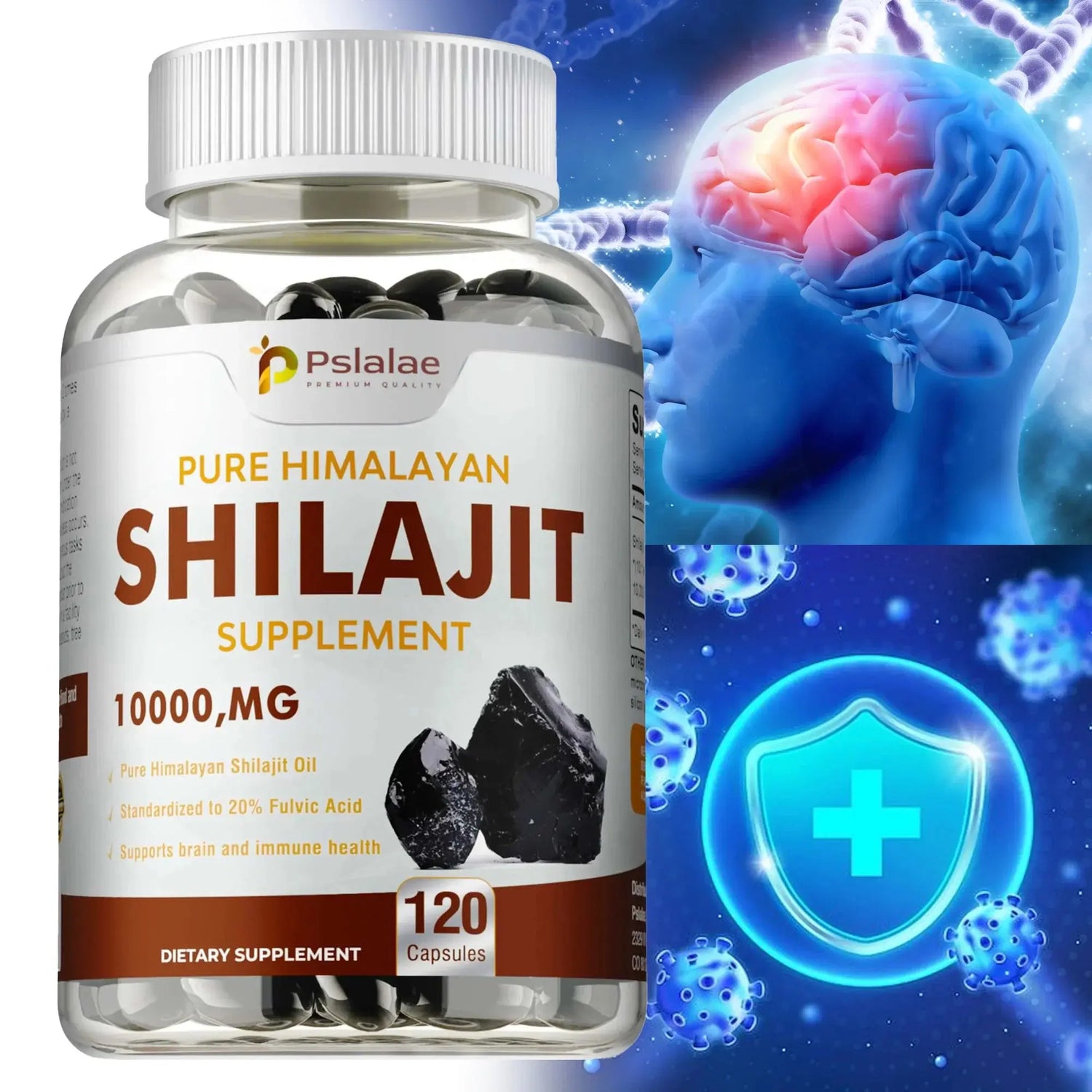 Shilajit Supplements - Enhance Nutrient Absorption and Promote Detoxification, Relieve Stress - 120 Capsules Roksy