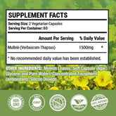 Natural Mullein Leaf Capsules Herbal Supplement for Lung Cleanse, Supports Healthy Respiratory Function, 120 Capsules Roksy