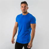 T Shirt Men Casual Short Sleeve Muscle Joggers Bodybuilding Tshirt Male Gym Fitness Tops Tee Streetwear Slim Fit Summer T-shirt MANDOTOS