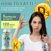 VITAMIN D3&K2 - Natural Ingredient Calcium, Bone, Teeth, Joint & Skin, Immune Support Supplement - 120 Capsules Roksy
