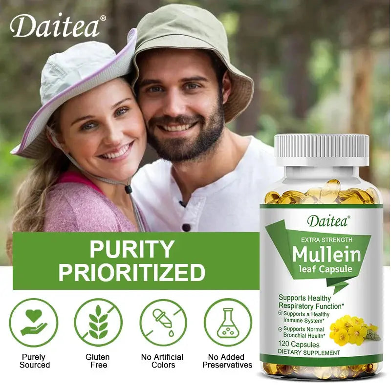 Natural Mullein Leaf Capsules Herbal Supplement for Lung Cleanse, Supports Healthy Respiratory Function, 120 Capsules Roksy