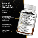 Shilajit Supplements - Enhance Nutrient Absorption and Promote Detoxification, Relieve Stress - 120 Capsules Roksy