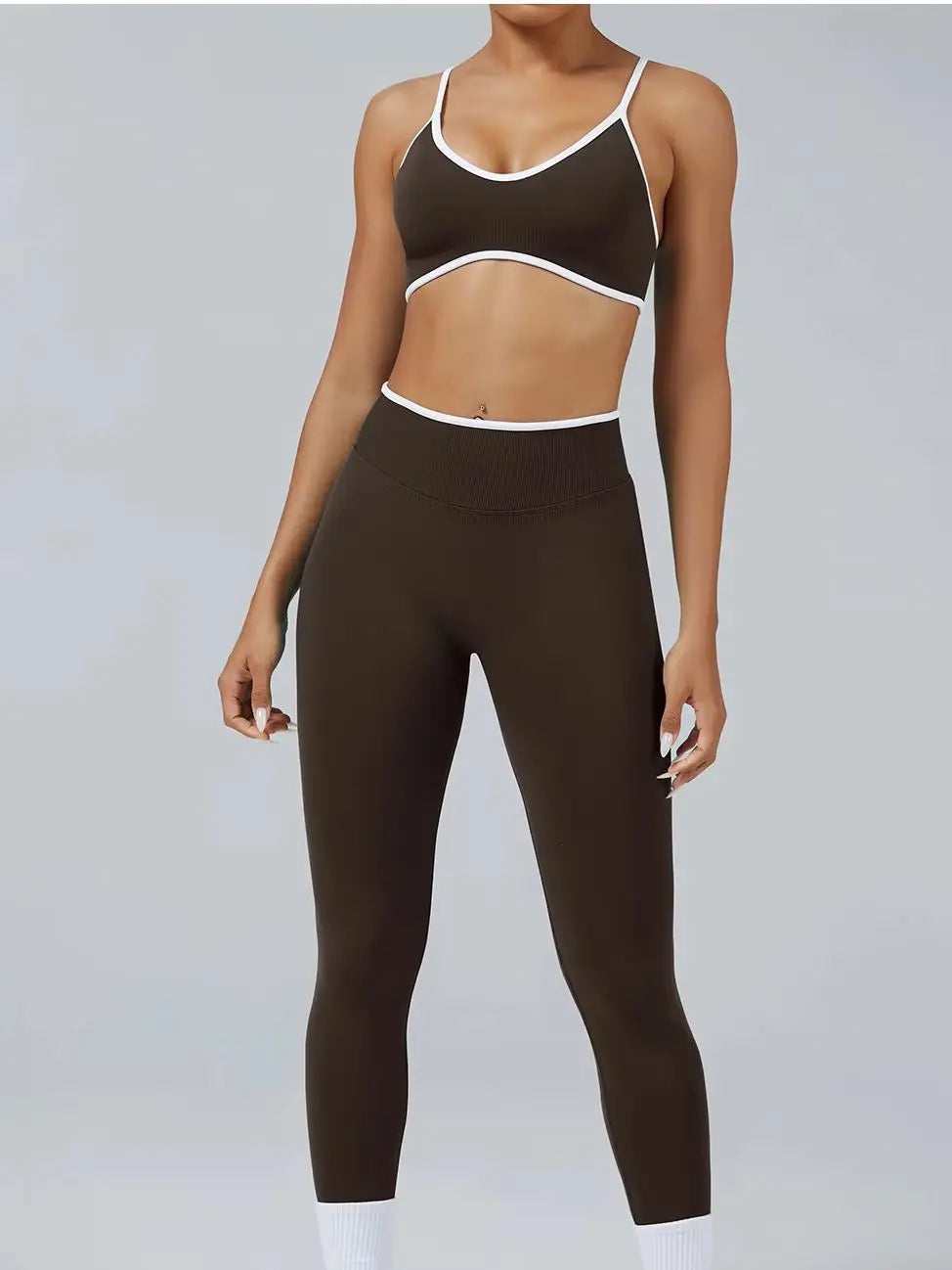 Sculpting Color Block Yoga Set with Tummy Control Shorts Pi-Mart