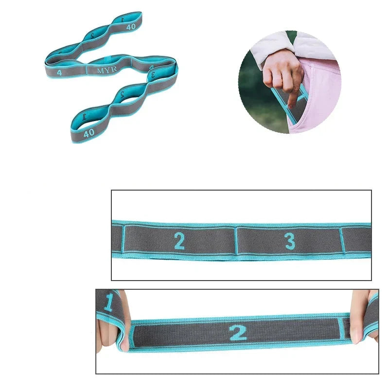 Elastic Yoga Stretching Strap with Loops for Pilates & Dance 24 Hour Sport