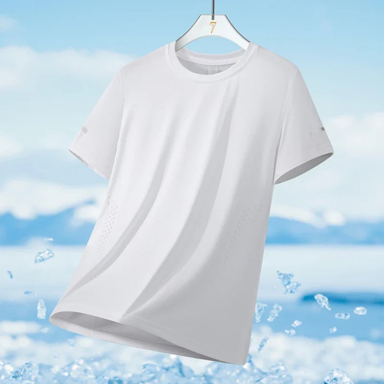 Running T-shirt Men Summer Ice Silk Thin Top Reflective Printing Quick Dry Short Sleeve Breathable Fitness Sports T-shirt 5XL Pi-Mart
