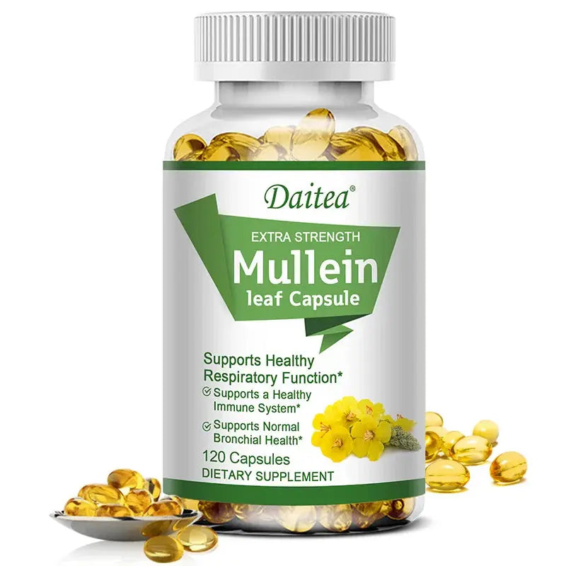 Natural Mullein Leaf Capsules Herbal Supplement for Lung Cleanse, Supports Healthy Respiratory Function, 120 Capsules Roksy