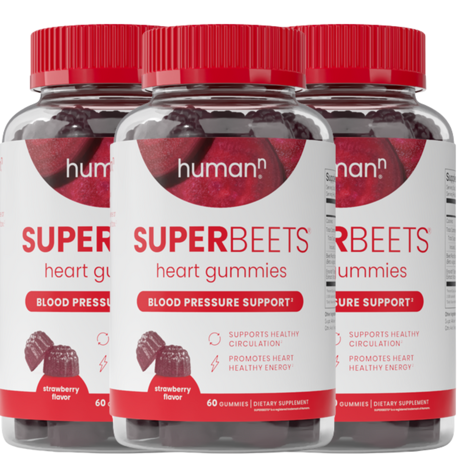 HumanN SuperBeets Heart Gummies 3-Pack – Sugar-Free Beetroot &amp; Grape Seed Extract for Heart Health, Energy &amp; Circulation – Pomegranate Berry Flavor, 60 Gummies Each Ballimart