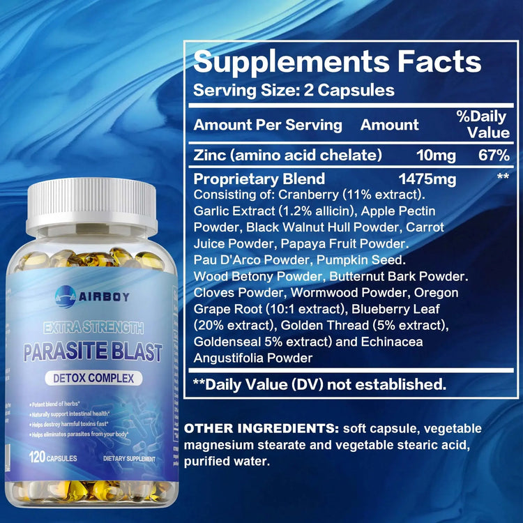 Extra Strength Parasite Detox Cleanse 120 Capsules Roksy