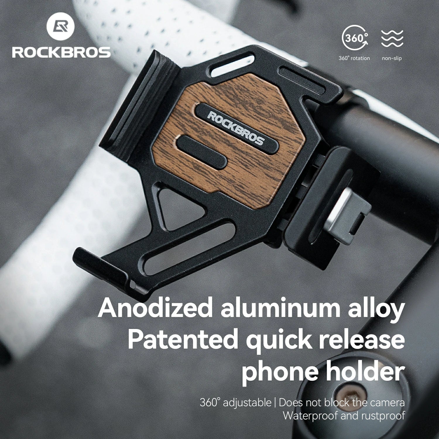 Aluminum Anti-Shake Cell Bike Phone Holder, Motorcycle Phone Mount for 2.56–3.74" ROCKBROS-US