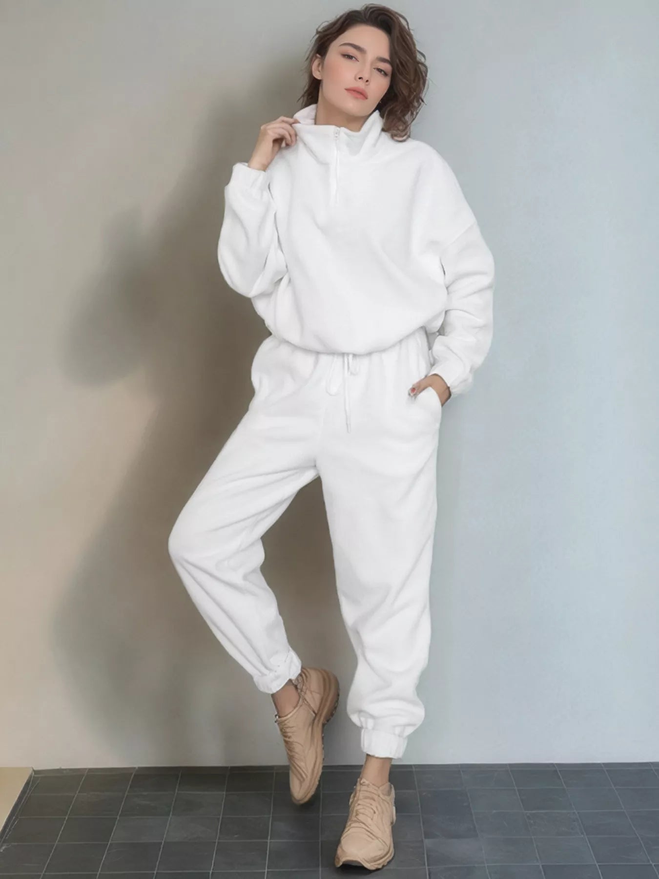 Quarter Zip Sweatshirt and Pants Set