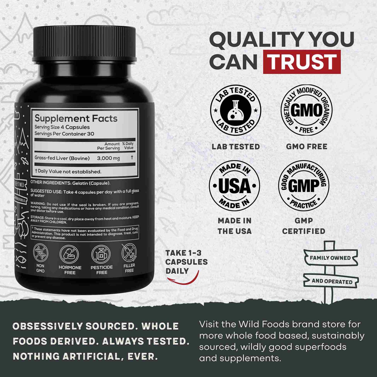 Grass-Fed Beef Liver Capsules, 30 servings – Vitality & Immune Boost from Ancestral Nutrition Wild Foods
