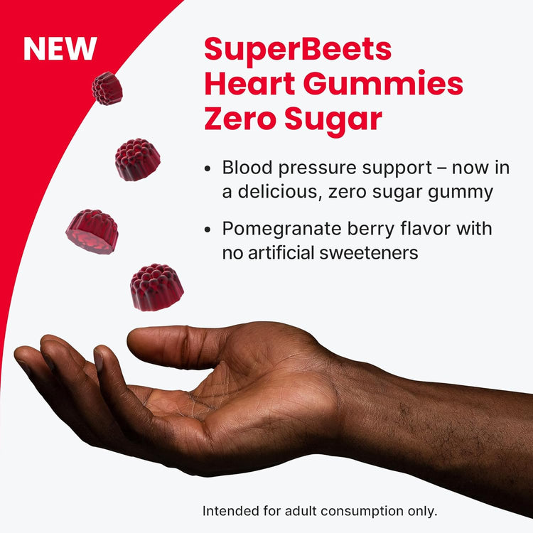 HumanN SuperBeets Heart Gummies 3-Pack – Sugar-Free Beetroot &amp; Grape Seed Extract for Heart Health, Energy &amp; Circulation – Pomegranate Berry Flavor, 60 Gummies Each Ballimart
