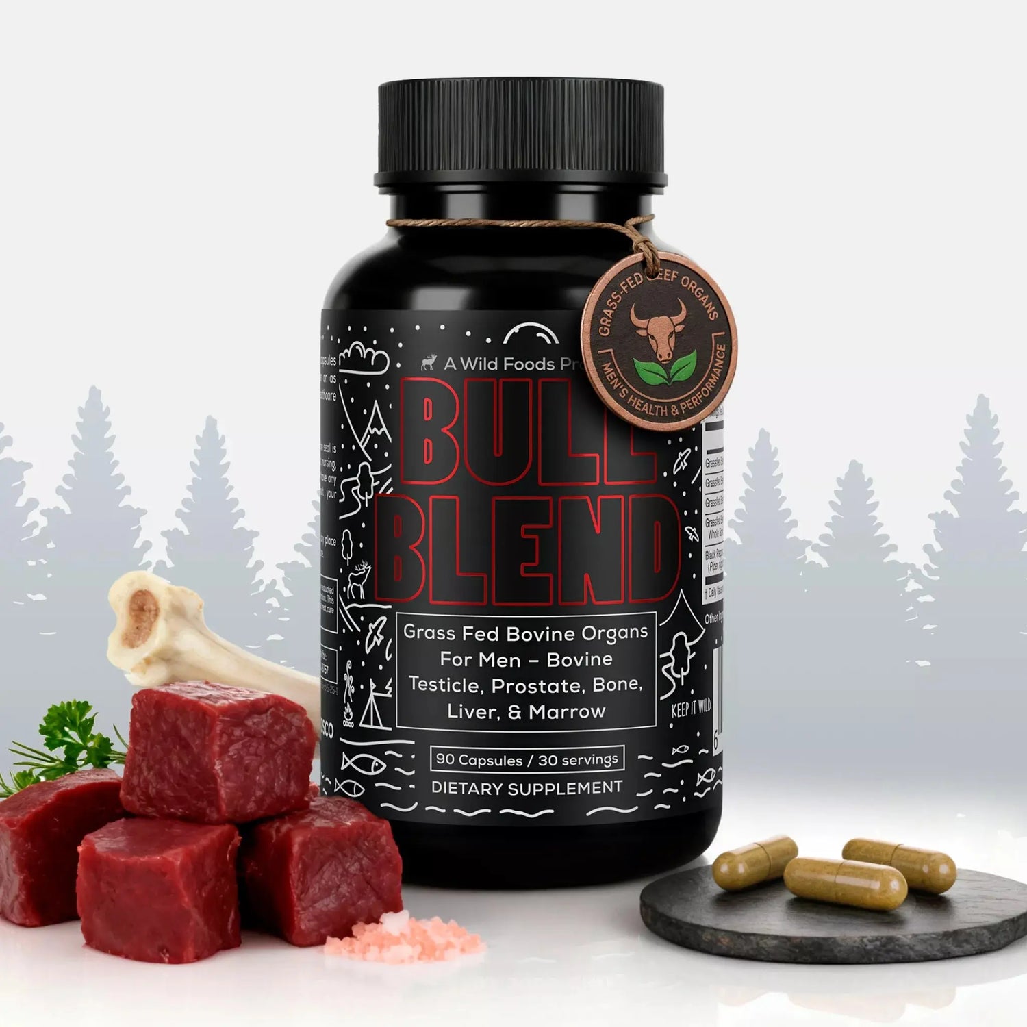 Bull Blend, 30 servings – Natural Male Hormone & Energy Support Wild Foods